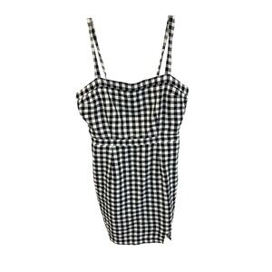 Abercrombie & Fitch Black White Gingham Smocked Back Mini Dress - Size Medium